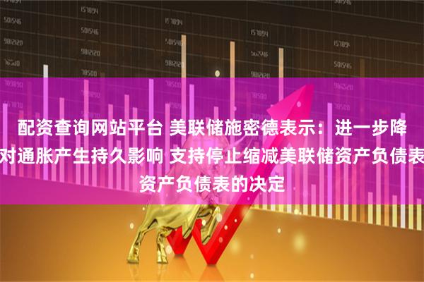 配资查询网站平台 美联储施密德表示：进一步降息可能对通胀产生持久影响 支持停止缩减美联储资产负债表的决定